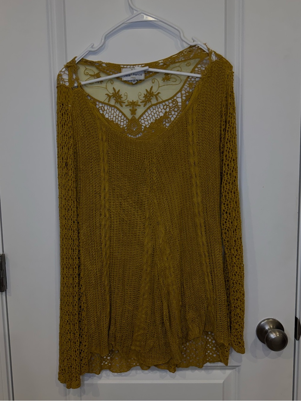 Boho Crochet V-Neck Tunic in Mustard